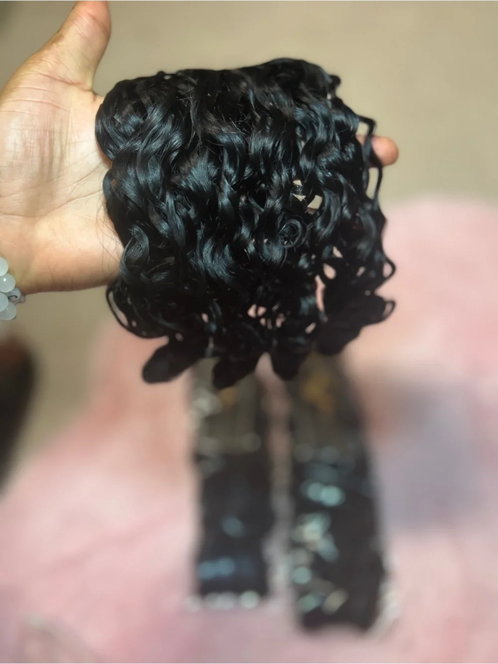 Natural Black Curly Clip-In Hair Extensions for Women - Seamless Volume